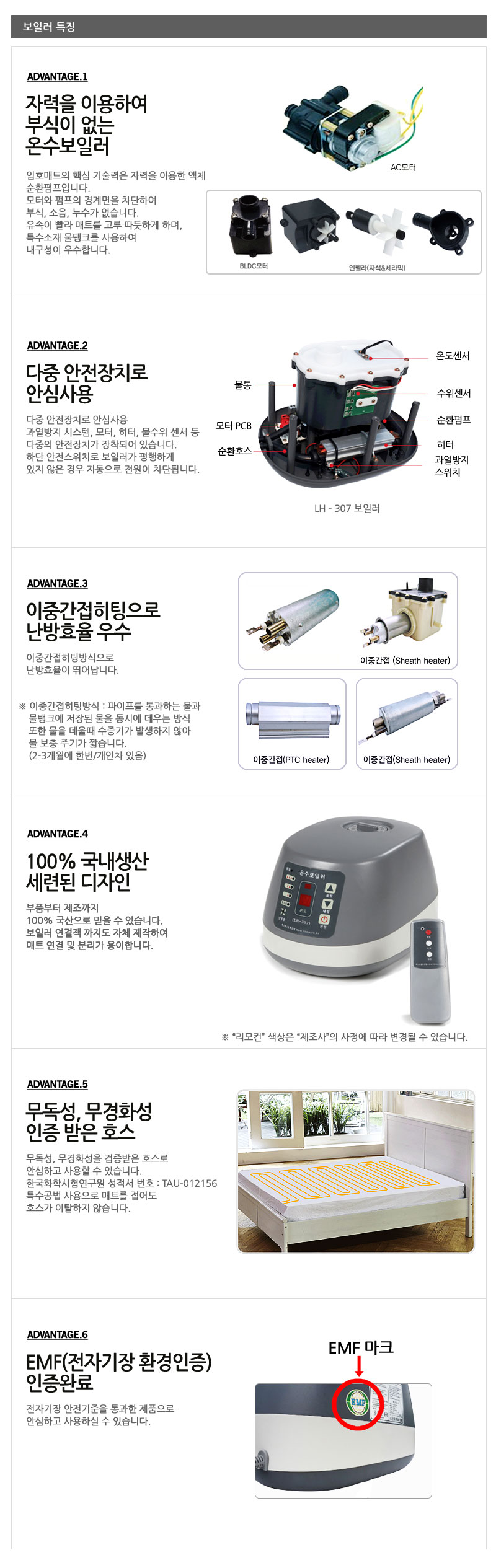 온수매트 침대형 단면패드 싱글 LH-307